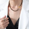 Light Luxury Geometric Black Agate Handmade Titanium Steel Ball Necklace Unisex