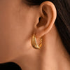 Light Luxury Geometric Crescent Stainless Steel 18K Gold Plated Women's Earrings