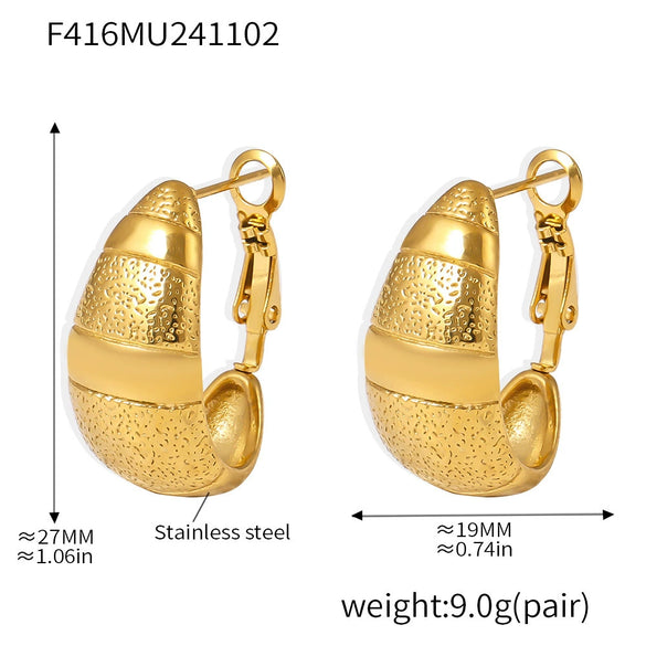 Light Luxury Geometric Crescent Stainless Steel 18K Gold Plated Women's Earrings