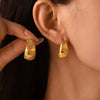 Light Luxury Geometric Crescent Stainless Steel 18K Gold Plated Women's Earrings