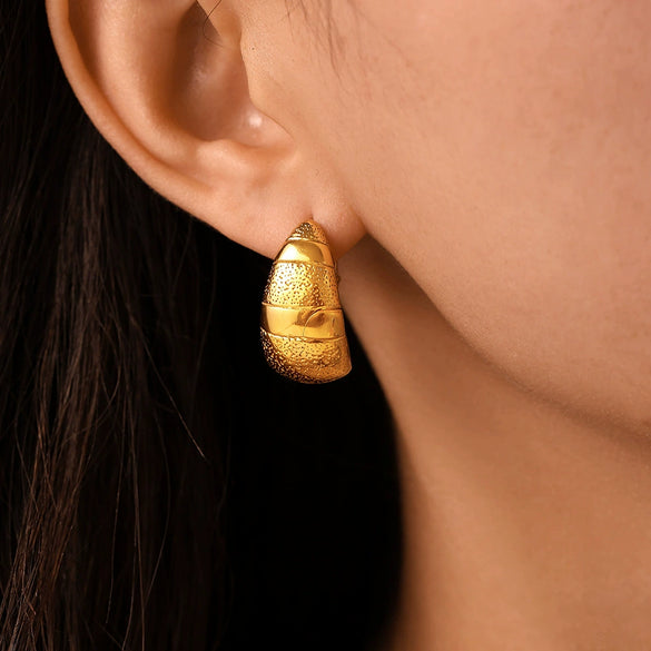 Light Luxury Geometric Crescent Stainless Steel 18K Gold Plated Women's Earrings