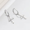 Light Luxury Geometric Cross Earrings For Women In Electroplated 925 Sterling Silver With Gold Tone Finish
