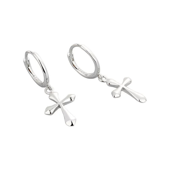 Light Luxury Geometric Cross Earrings For Women In Electroplated 925 Sterling Silver With Gold Tone Finish