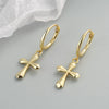 Light Luxury Geometric Cross Earrings For Women In Electroplated 925 Sterling Silver With Gold Tone Finish