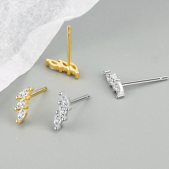 Light Luxury Geometric Horse Eye Zircon Inlay Earrings In S925 Sterling Silver With Electroplated Metal Style
