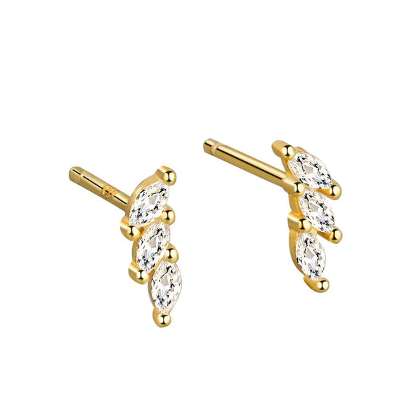 Light Luxury Geometric Horse Eye Zircon Inlay Earrings In S925 Sterling Silver With Electroplated Metal Style