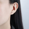 Light Luxury Geometric Horse Eye Zircon Inlay Earrings In S925 Sterling Silver With Electroplated Metal Style
