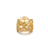 Light Luxury Geometric Irregular Lines Hollow Wide Ring Inlaid With Gold Stainless Steel Ring For Women
