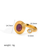 Light Luxury Geometric Natural Stone Stainless Steel And Titanium Steel Pvd Furnace Vacuum Real Gold Plated Ring For Women