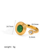 Light Luxury Geometric Natural Stone Stainless Steel And Titanium Steel Pvd Furnace Vacuum Real Gold Plated Ring For Women