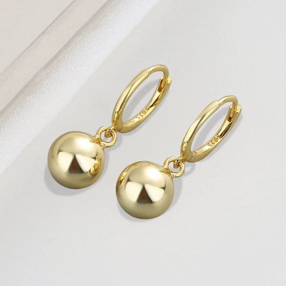 Light Luxury Geometric Round Bead Earrings For Women In 925 Sterling Silver With Electroplated Finish
