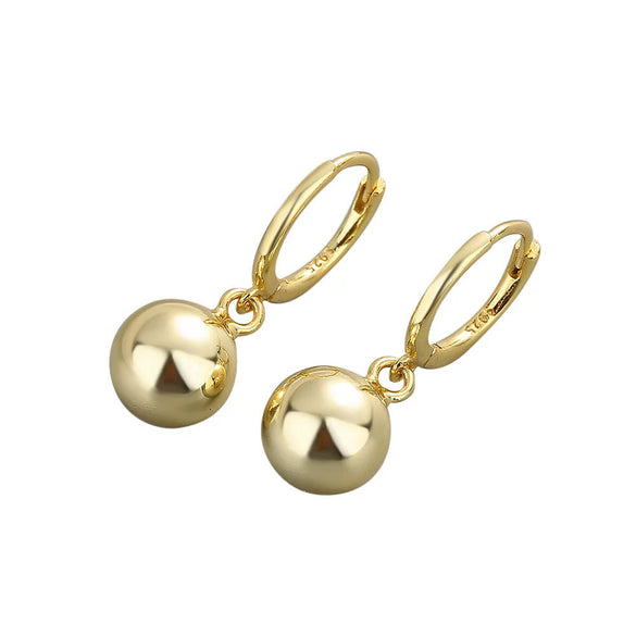 Light Luxury Geometric Round Bead Earrings For Women In 925 Sterling Silver With Electroplated Finish