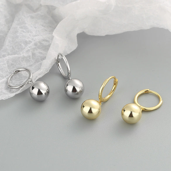 Light Luxury Geometric Round Bead Earrings For Women In 925 Sterling Silver With Electroplated Finish