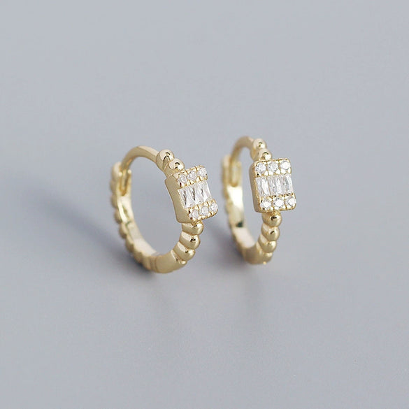 Light Luxury Geometric S925 Silver Diamondembedded Earrings For Women With Electroplating