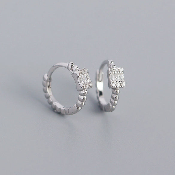 Light Luxury Geometric S925 Silver Diamondembedded Earrings For Women With Electroplating