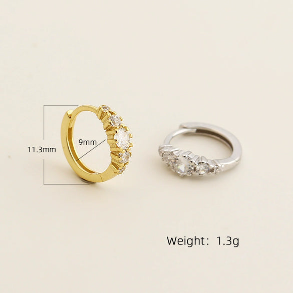 Light Luxury Geometric S925 Silver Electroplated Diamond Zircon Earrings For Women