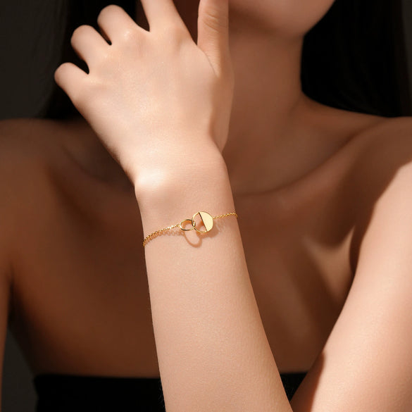Light Luxury Geometric S925 Sterling Silver Electroplated Ring Link Bracelet For Women