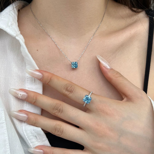 Light Luxury Geometric S925 Sterling Silver Necklace With Ice Flower Cut Zircon Inlaid And Electroplating