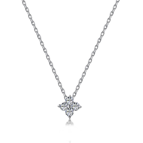 Light Luxury Geometric 925 Silver Necklace With Flower Four Leaf Clover Fritillary Agate Zircon For Women