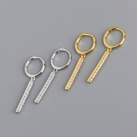 Light Luxury Geometric Square Drop Earrings For Women With Diamond Accents In S925 Sterling Silver