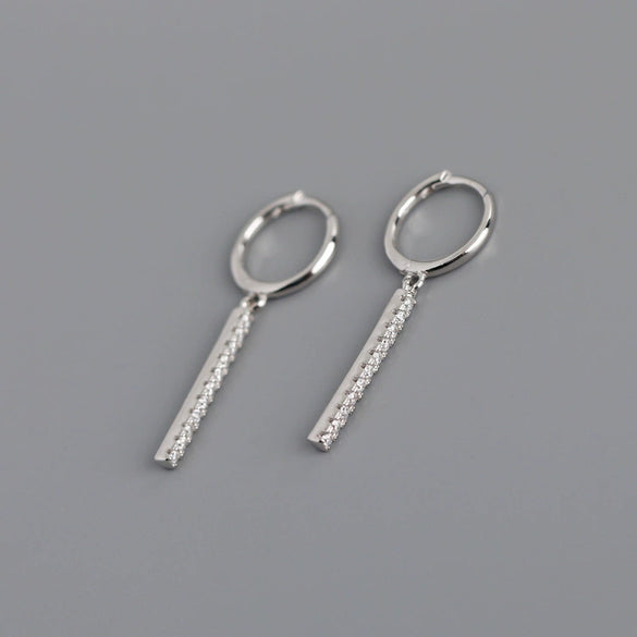 Light Luxury Geometric Square Drop Earrings For Women With Diamond Accents In S925 Sterling Silver