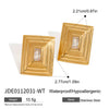 Light Luxury Geometric Square Electroplated Stainless Steel Zircon Earrings For Women