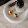Light Luxury Geometric Square Electroplated Stainless Steel Zircon Earrings For Women