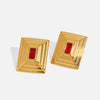 Light Luxury Geometric Square Electroplated Stainless Steel Zircon Earrings For Women