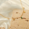 Light Luxury Geometric 316L Stainless Steel Goldplated Emerald Inlaid Zircon Pendant Necklace For Women