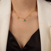 Light Luxury Geometric 316L Stainless Steel Goldplated Emerald Inlaid Zircon Pendant Necklace For Women