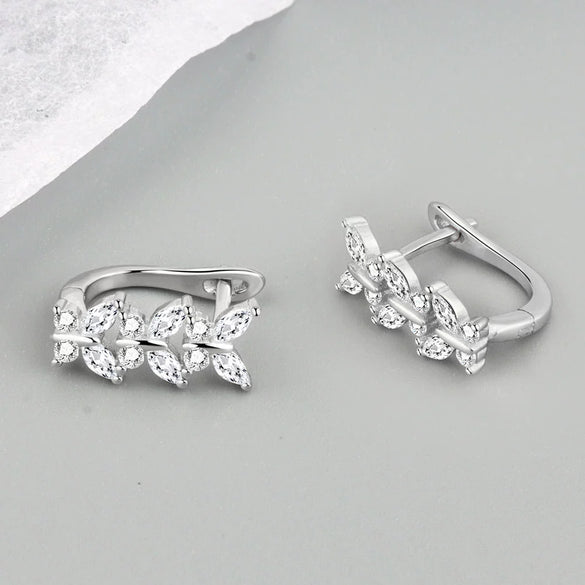 Light Luxury Geometric U Shaped Butterfly Earrings For Women In S925 Silver With Electroplated Diamond Inlay