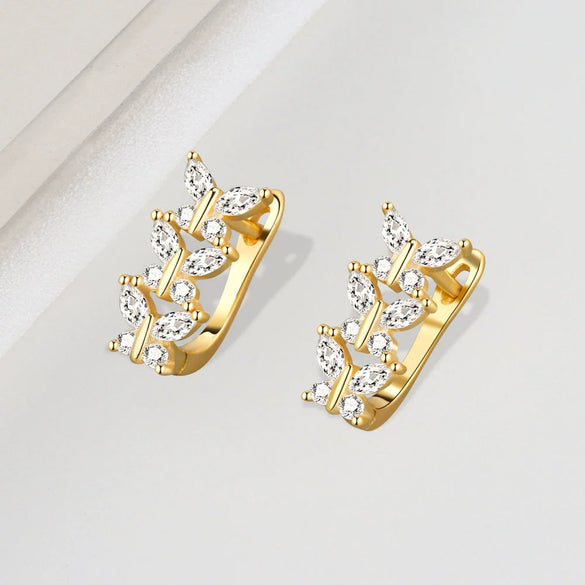 Light Luxury Geometric U Shaped Butterfly Earrings For Women In S925 Silver With Electroplated Diamond Inlay