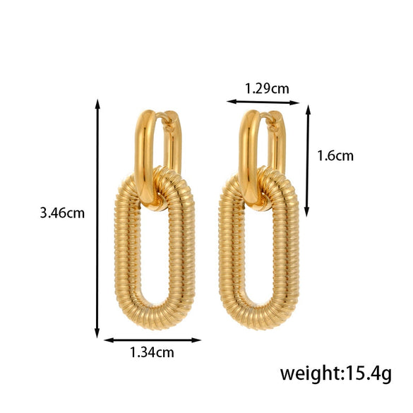 Light Luxury Geometric Water Drop Love Titanium Steel Earrings With Electroplating For Women