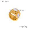 Light Luxury Geometric Wide Couple's Titanium Steel Diamond Ring With Electroplating Jewelry