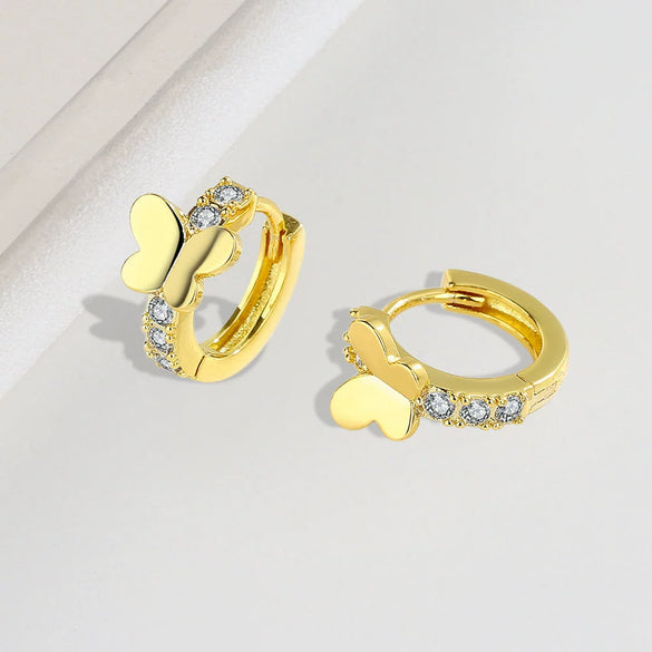 Light Luxury Geometric Zircon Inlaid S925 Sterling Silver Hoop Earrings With Electroplated Finish