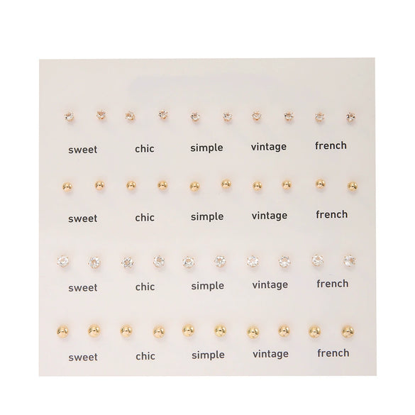 Light Luxury Geometric Zircon Stud Earrings Women Mini Set