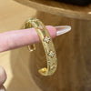 Light Luxury Gold Plated Copper Diamondshaped Flower Zircon Brushed Finish Hollow Bracelet