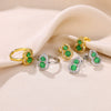 Light Luxury Green Gem Gourd Open Ring For Women Stainless Steel Electroplated