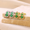 Light Luxury Green Gem Gourd Open Ring For Women Stainless Steel Electroplated