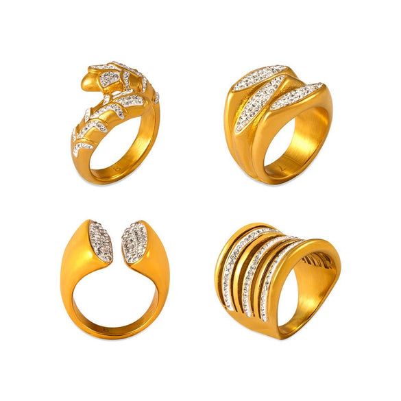 Light Luxury Gypsophila Multilayer Shiny Diamond Ring Titanium Steel Gold Plated Electroplated Women's Finger Ring