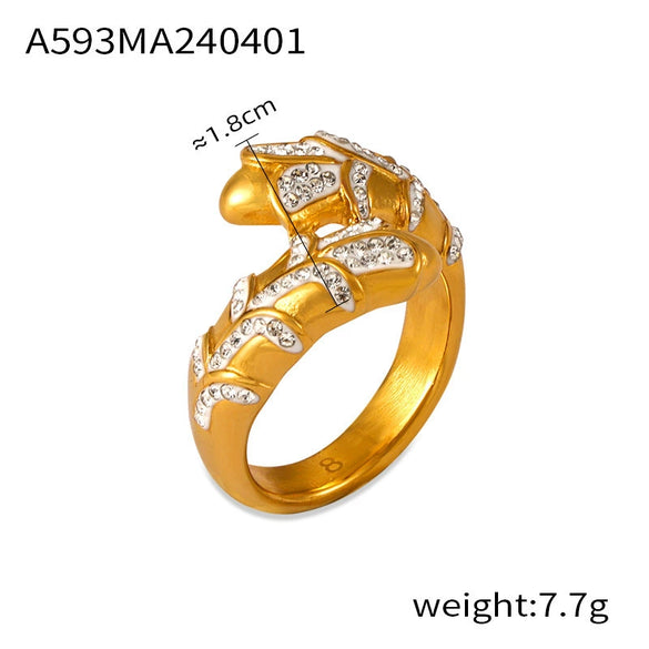 Light Luxury Gypsophila Multilayer Shiny Diamond Ring Titanium Steel Gold Plated Electroplated Women's Finger Ring