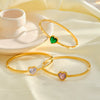 Light Luxury Heart Shaped Stainless Steel Bracelet With Rhinestone Accents And 18K Gold Vacuum Plating For Women