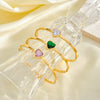 Light Luxury Heart Shaped Stainless Steel Bracelet With Rhinestone Accents And 18K Gold Vacuum Plating For Women