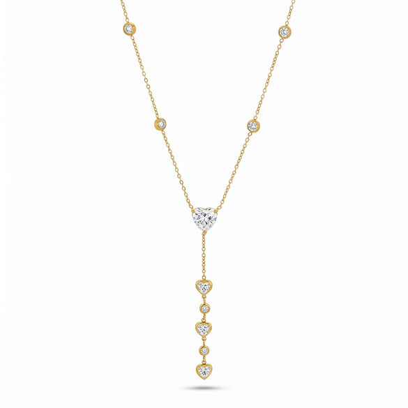 Light Luxury Heart Shaped Zircon Inlaid Stainless Steel Necklace For Women With 18K Vacuum Plating