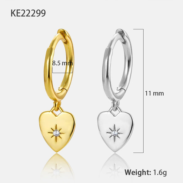 Light Luxury Heartshaped 925 Silver Earrings With Geometric Design And Electroplating