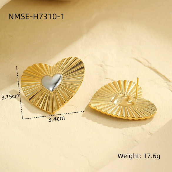 Light Luxury Heartshaped Stainless Steel 18K Electroplated Women's Earrings