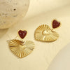 Light Luxury Heartshaped Stainless Steel 18K Electroplated Women's Earrings