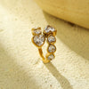 Light Luxury Heartshaped Titanium Steel Ring And Bracelet With Zircon Inlay And Electroplating For Women