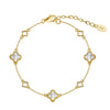 Light Luxury High End Feeling 925 Sterling Silver Niche Design Exquisite Hollow Out Geometric Lucky Grass Mother Shell Women's Bracelet With Electroplating