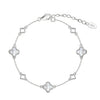 Light Luxury High End Feeling 925 Sterling Silver Niche Design Exquisite Hollow Out Geometric Lucky Grass Mother Shell Women's Bracelet With Electroplating